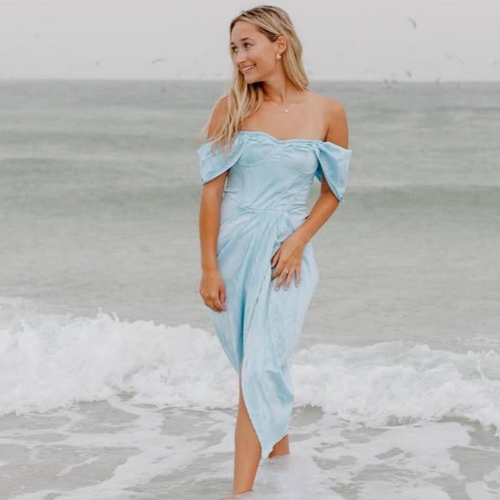 Pretty Little Thing off the shoulder midi dress